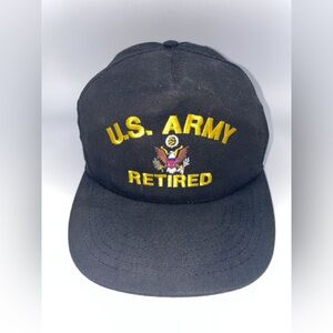 U.S. Army Retired Black Baseball Cap Hat Embroidered with Eagle Adjustable